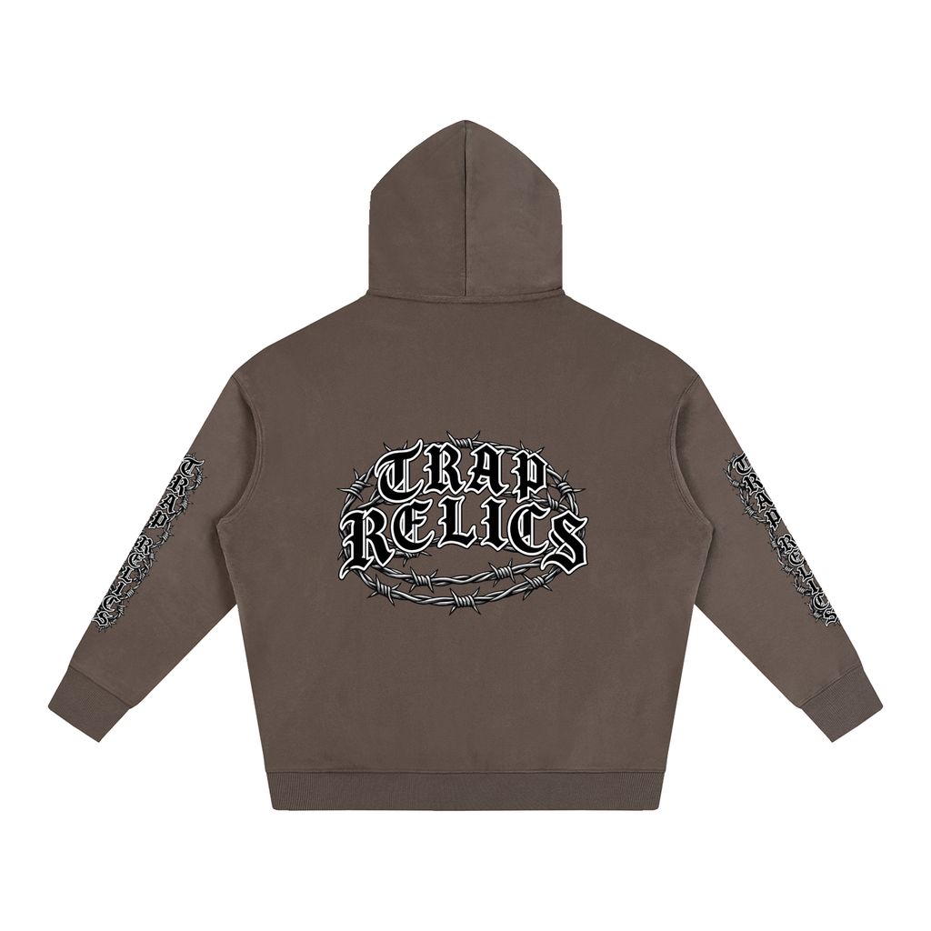 Barbed Wire Trap Relics Oversize Fleeced Hoodie