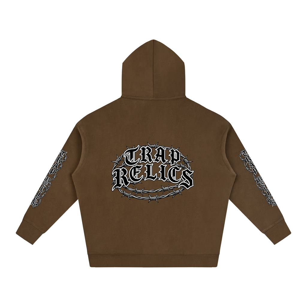 Barbed Wire Trap Relics Oversize Fleeced Hoodie