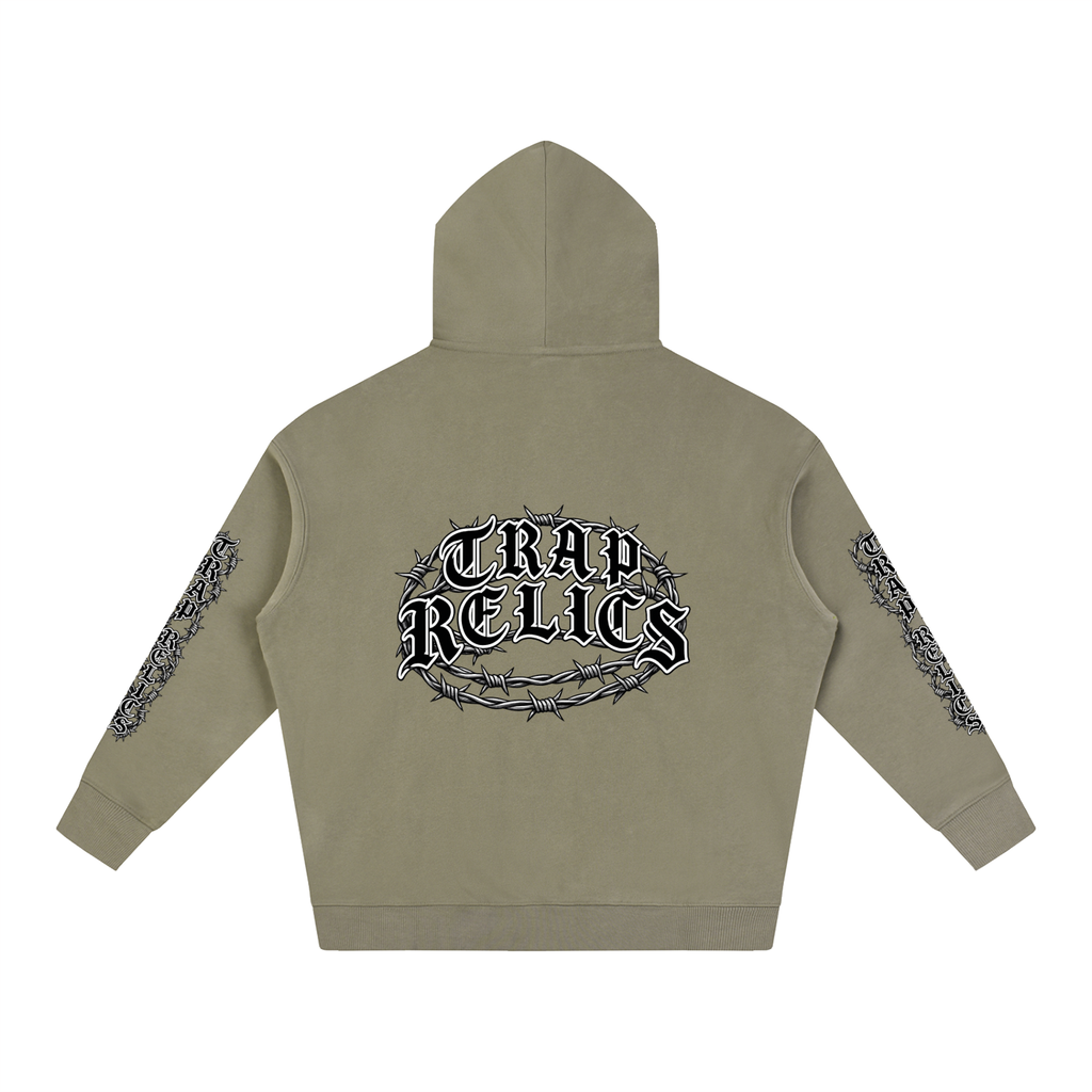 Barbed Wire Trap Relics Oversize Fleeced Hoodie
